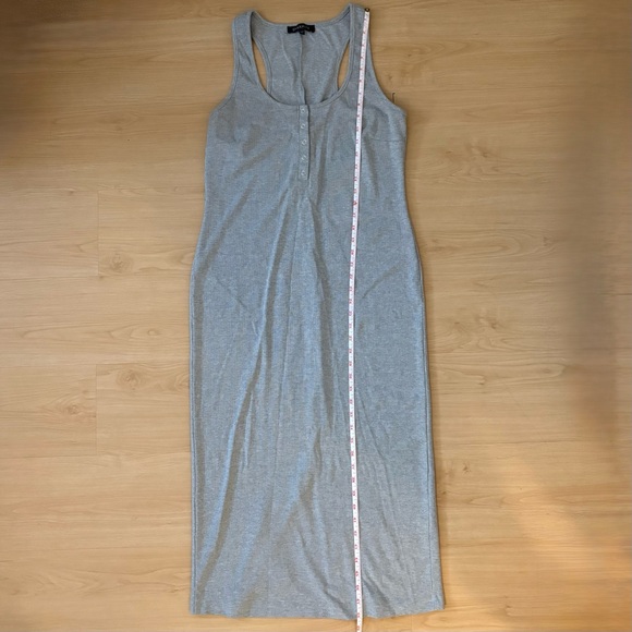Dynamite Grey Ribbed Henley Dress XL | Button Front Stretch Midi - Picture 7 of 10